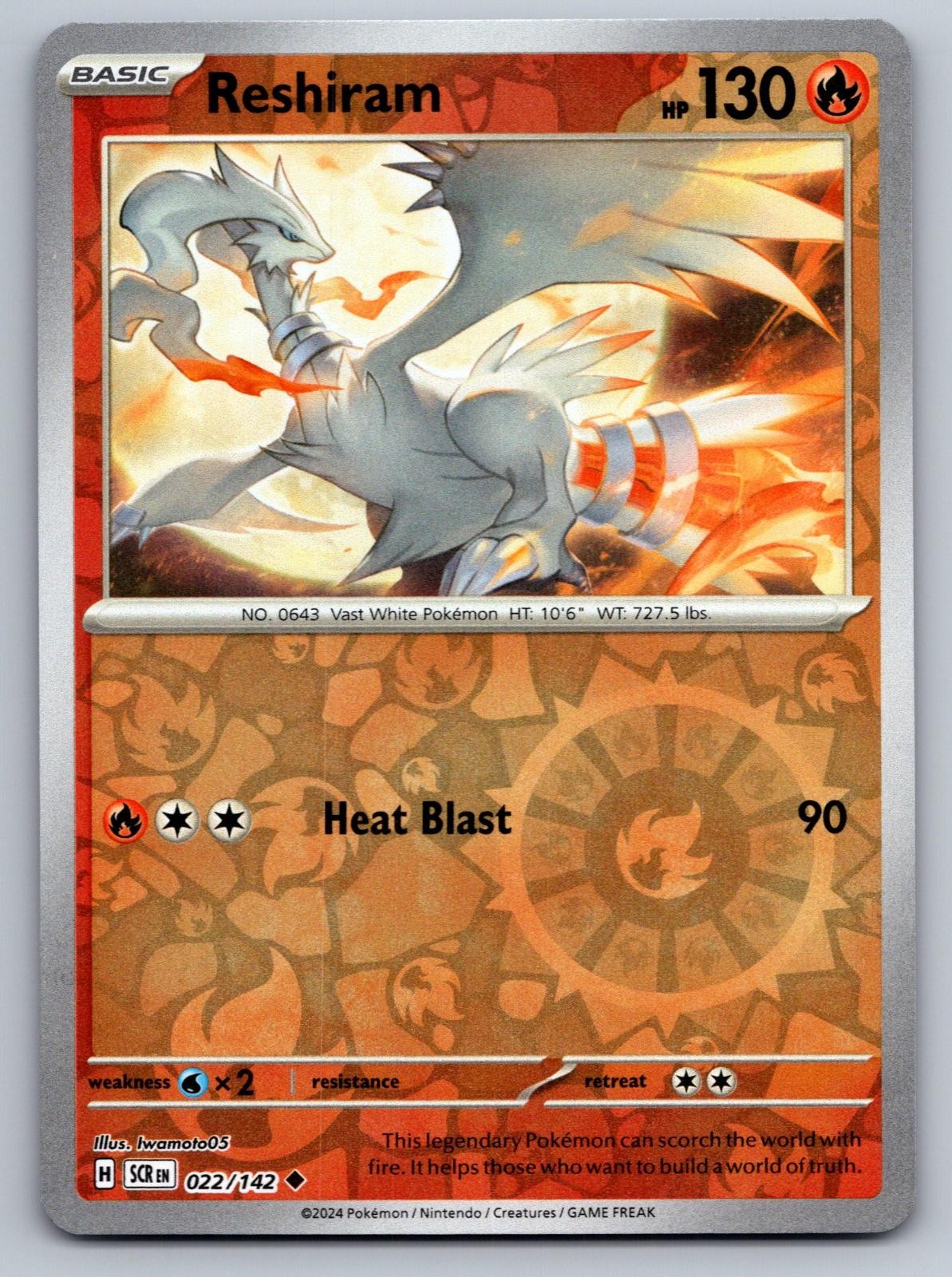 Reshiram 22/142 Uncommon Stellar Crown Pokemon Reverse Holo Near Mint