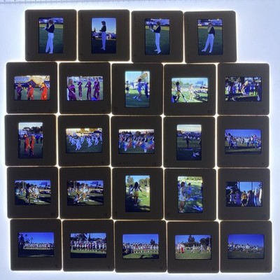 VTG LOT OF 24 35MM SLIDES 1986 MARCHING BAND MAJORETTES DANCERS COLOR GUARD WOW