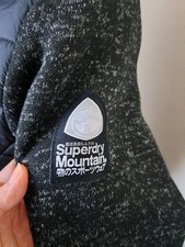 Womens Ladies Black & Grey Superdry Jacket Hooded Coat size 12 UK 