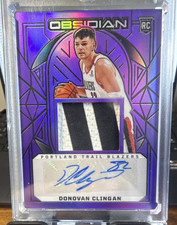 Panini 2024-25 Obsidian Donovan Clingan RC Jersey Auto /75 Purple Flood Blazers