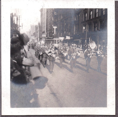 VINTAGE PHOTOGRAPH SIGNS MUSIC BAND SAFETY PARADE FLOAT DULUTH MINNESOTA PHOTO