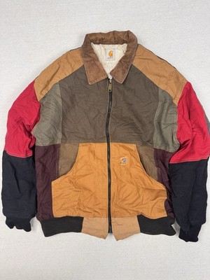 Carhartt Rework Patchwork Jacke Gr L Multicolor Vintage Worker Mehrfarbig Top