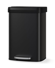 13 Gallon Black Stainless Steel Kitchen Trash Can Step-On Pedal, Soft-Close Lid