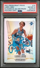 Larry Bird 2021 Panini Prizm Draft Picks Flashback Silver Prizm PSA 8 Auto 39528
