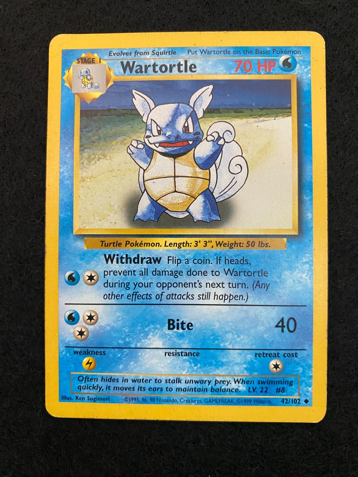 Wartortle 42/102 Base Set Regular Near Mint (NM) - Pokémon card TCG 1999 vintage