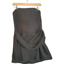 Boohoo Strapless Lace Mini Dress UK 14 Black Corset Lace-Up BNWT