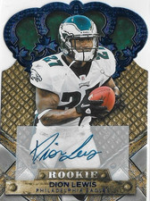Panini 2011 Crown Royale Dion Lewis Rookie Blue /50 Auto Eagles NFL Card. rookie card picture