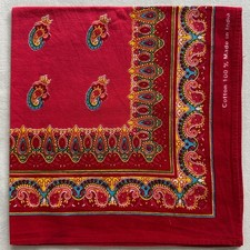Vintage Red Bandana Cotton Paisley Pattern Handkerchief Kerchief 20"