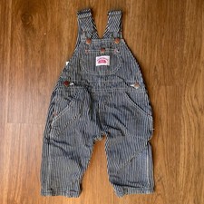 Vintage Round House Stripe Bib Overalls Pinstripe Railroad Kids Toddler 12 MO