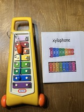 Vintage LITTLE TIKES Rolling Xylophone Colorful W/ Sheet Music MADE IN USA WORKS