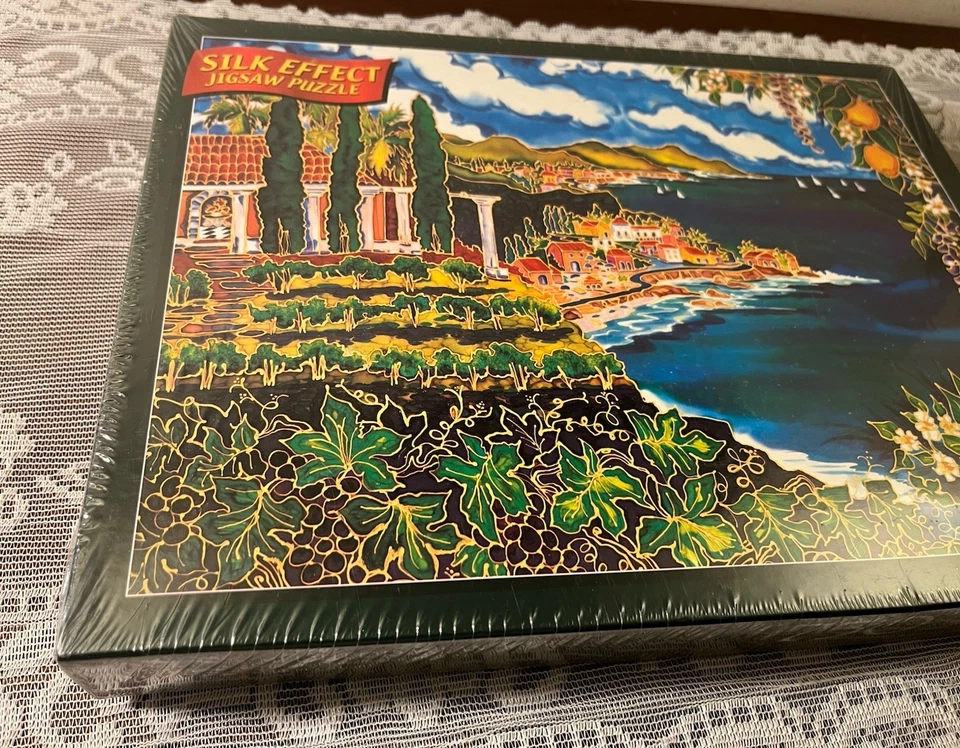 Silk Effect Jigsaw Puzzle 750 Pieces Mediterranean View Linda Pirri Vintage 2001 - Image 2 of 4