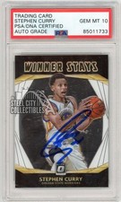 Stephen Curry 2020-21 Donruss Optic Winner Stays Autograph Card #3 PSA/DNA 10