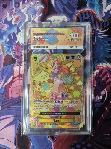 Bandai One Piece CCG Nami OP08-106 SP EN Ace Grading 10