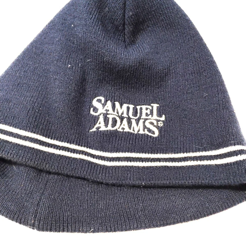 Зимняя шапка-бини Samuel Adams в синюю полоску вышитая трикотажная манжета кепка с логотипом пива - Изображение 2 из 4