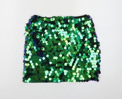 Collective The Label Damen grün Pailletten Minirock Größe 6 Petite