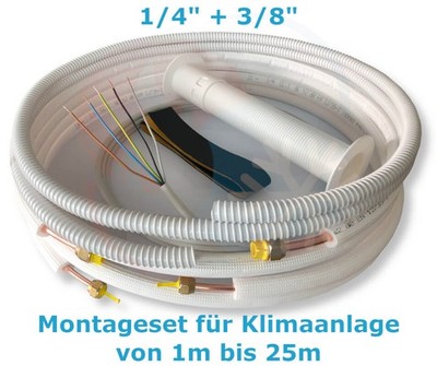 Montage Set für Klimaanlage Kältemittelleitung 1/4''+ 3/8'', 1 - 25 Meter