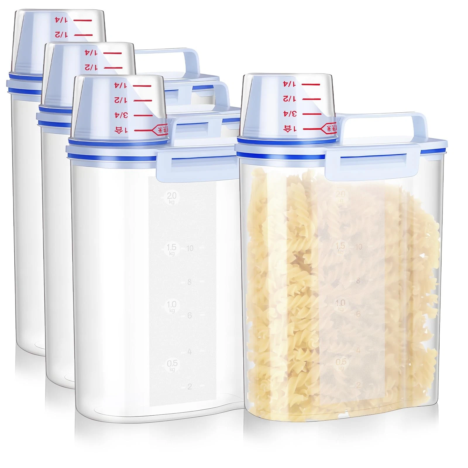 4 Pcs 5.5Lbs Rice Dispenser Storage Containers, Rice Container with Measuring...
