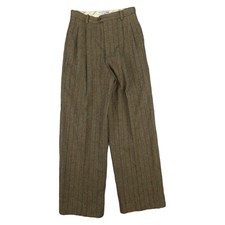 Ines de la Fressange Pants Womens 26 Brown Wool Blend Striped Tweed uniqlo 26x29