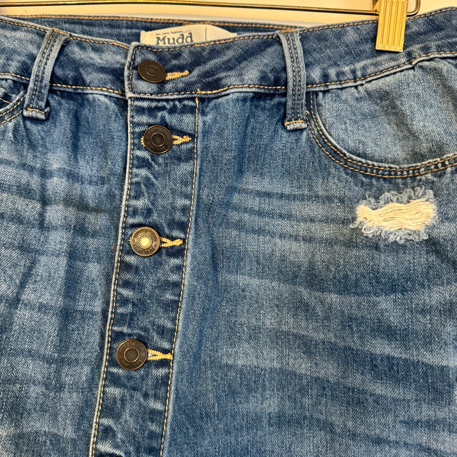 Mudd Flex Stretch Distressed Button Front Rough H… - image 10