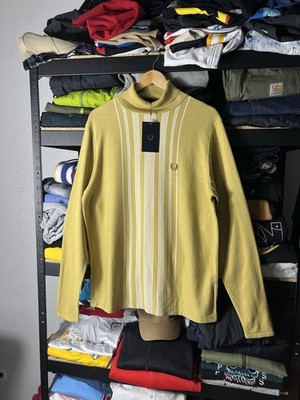   Fred Perry Reissues Stripe Roll Neck Sweater 1964 Gold   Size L