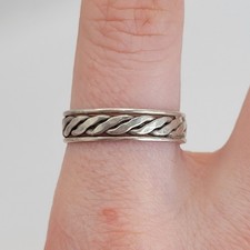 Vintage Mexican 925 Sterling Silver Braided Twisted Rope Band Ring Size 10