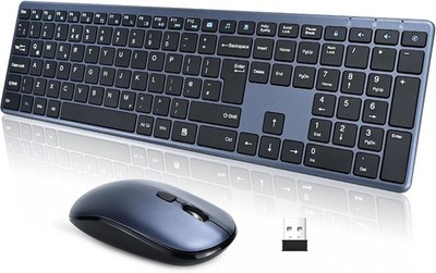Ultra Slim Wireless Tastatur und Maus Set, 2.4G USB Leise Full Size Matt Computer