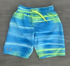 Boys Under Armour Swim Trunks Size Youth Small Blue and Yellow