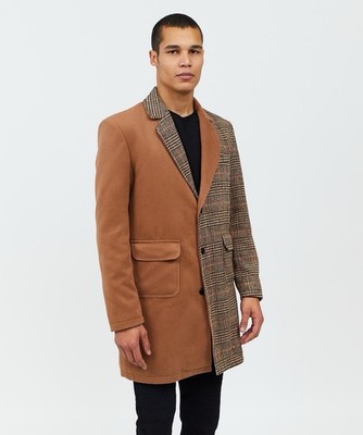 Reason brown plaid overcoat Size XXL NWT Two Toned Mens 