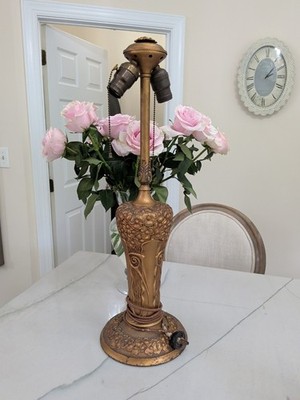 Antique Charles Parker Model 1906 Art Nouveau Table Lamp Gilt Spelter 26'' Light 