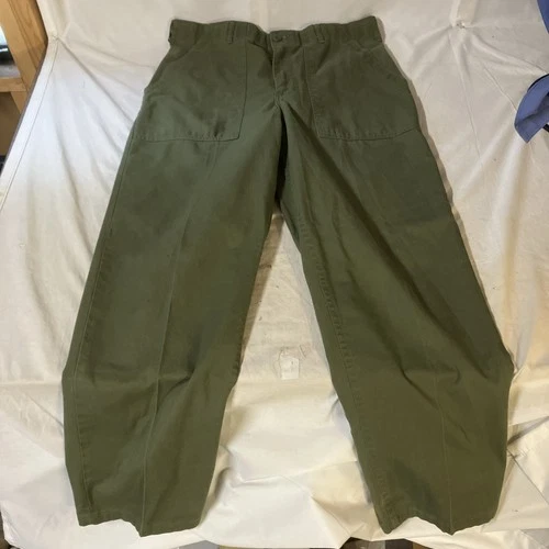Vtg 1974 Vietnam Era USGI Mens Trousers Utility Military Army OD Green 35W 28L