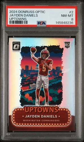 Jayden Daniels 2024 Panini Donruss Optic Uptowns #2 PSA 8