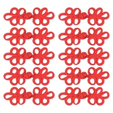 10 Pairs Chinese Knots Frog Buttons Closure Red Buttons Fasteners,3.15x1.38"