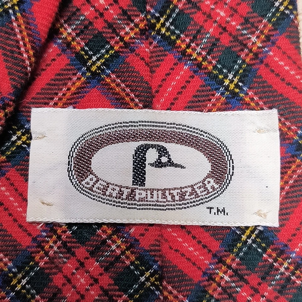 Corbata de colección Bert Pulitzer roja a cuadros mezcla de algodón y lana Foto 3 de 4