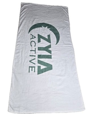 NEW Zyia Active Beach Towel White Velour Terry Cloth 30''x 60'' Logo Swim Bath Spa