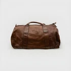 VTG Polo Ralph Lauren Brown Genuine Leather Duffle Weekender Travel Bag (B9)
