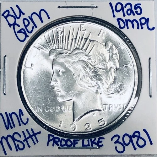 1925 BU UNCIRCULATED SILVER PEACE DOLLAR AUTHENTIC U.S. MINT FREE SHIPPING 3981