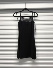 90s Vintage City Triangles Black Butterfly Rhinestone Mesh Slip Dress Deadstock