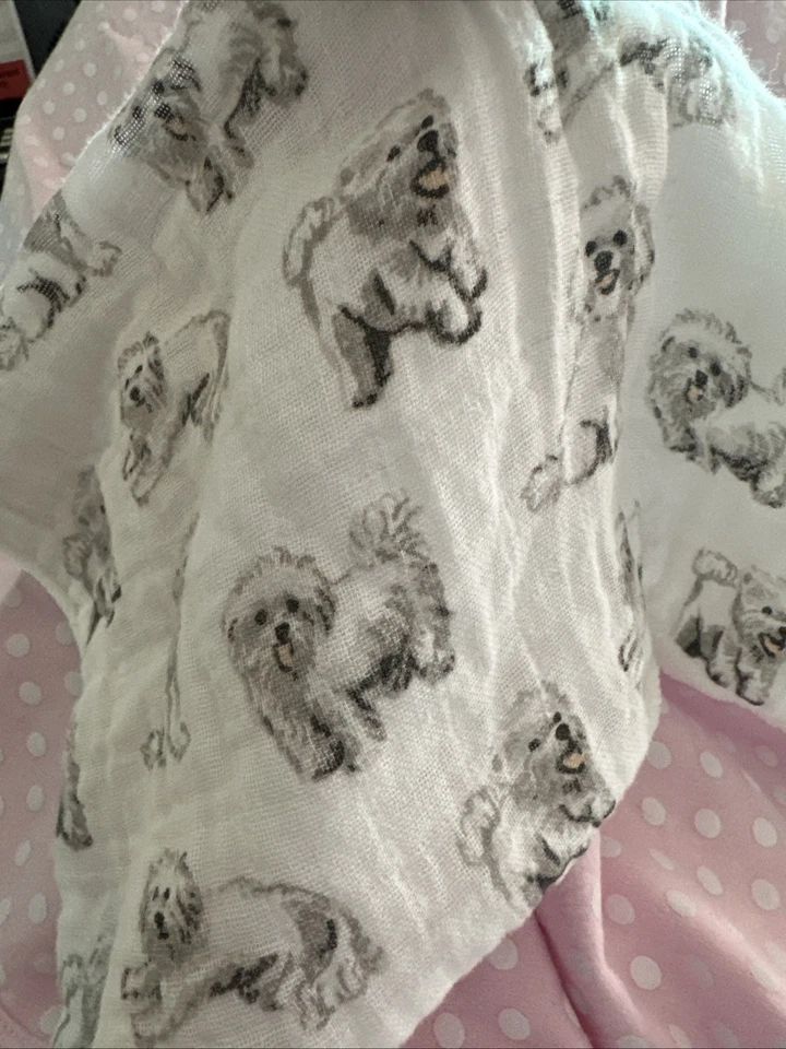 Manta de seguridad blanca para perros Mud Pie LOVEY HTF Bichón peinado bebé cachorro felpa suave! Foto 4 de 4