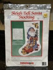 Dimension Sleigh Bell Santa Stocking No Count Cross Stitch Kit Sealed