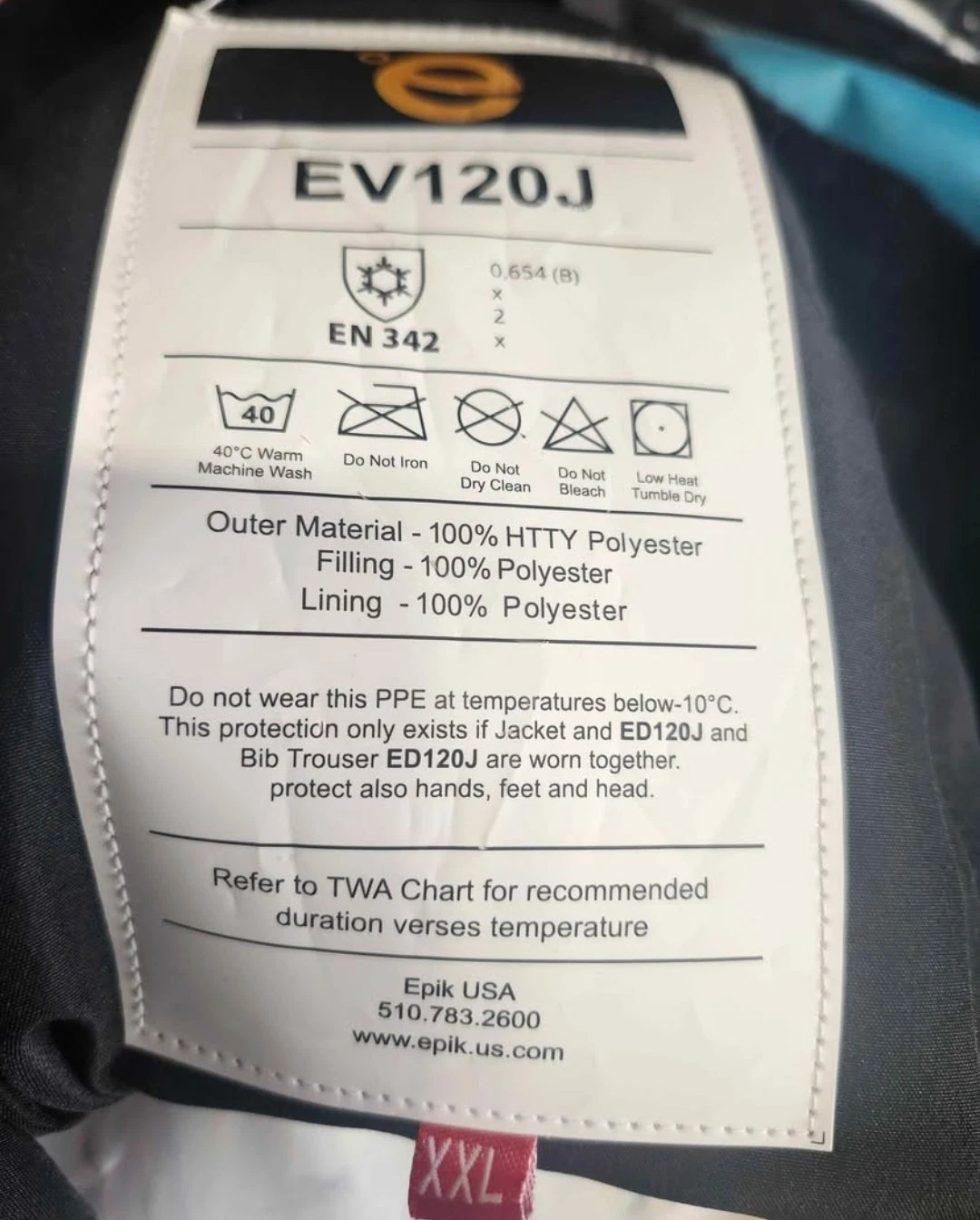 EV120J Freezer Jacket Reflective - product detail image 2