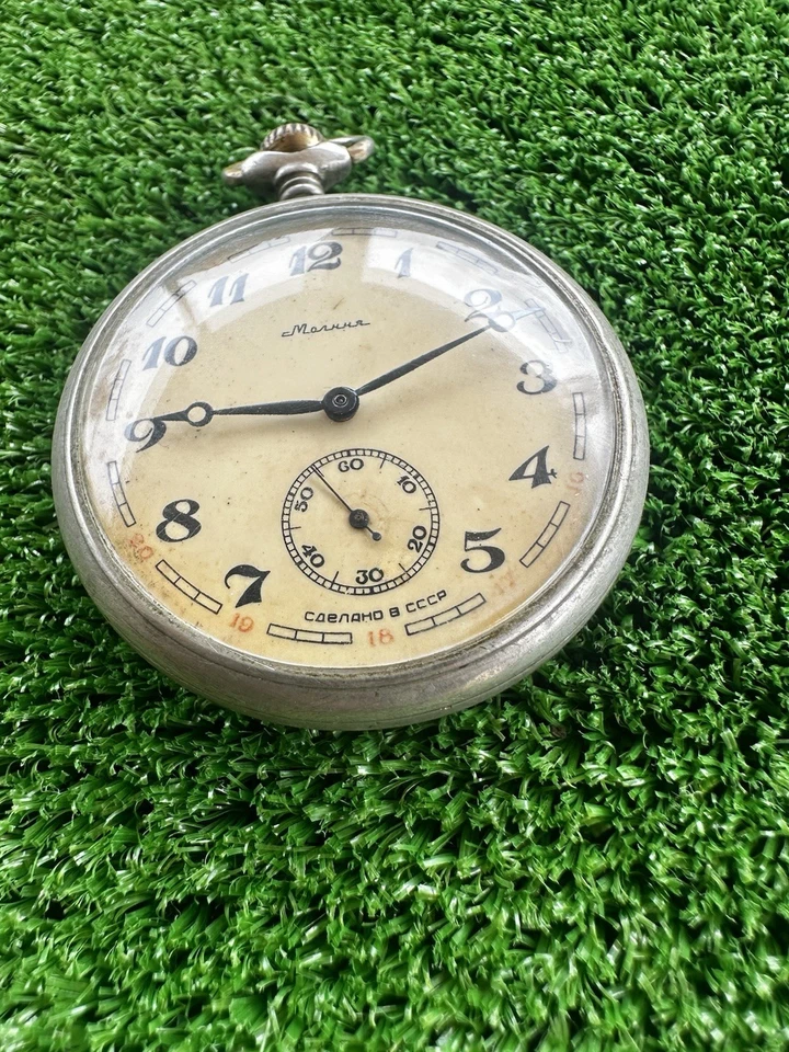 Reloj de Bolsillo Vintage Molnija "Envío" Soviético Hombre Reloj de Bolsillo Foto 4 de 4
