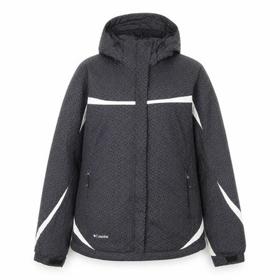 Columbia Damen 3-in-1 Jacke Größe M Grau Geometrisches Muster Mittellang Langarm Reißverschluss