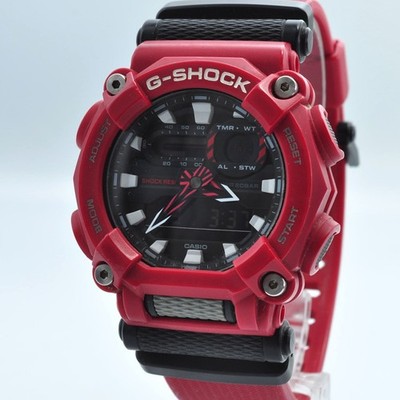 CASIO G-SHOCK GA-900 Herrenuhr Quarz schwarzes Zifferblatt rotes Band Armband...