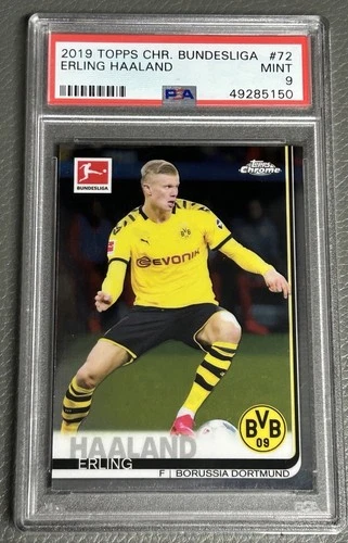 2019 TOPPS CHROME Bundesliga Erling Haaland Rookie RC Borussia Dortmund PSA 9