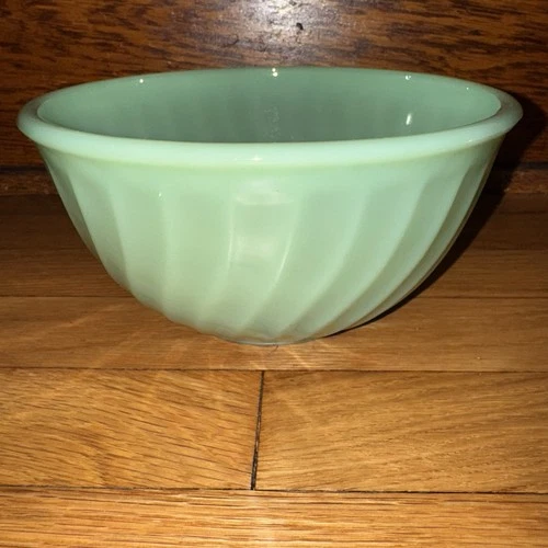 MCM Fire King Oven Ware Green Jadeite Ribbed Bowl USA