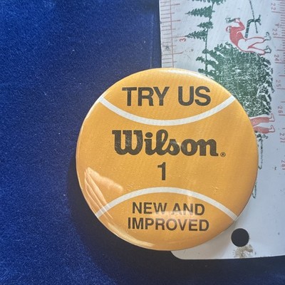 1970s Wilson Tennis Ball New And Improved Try Us #1 2 3 pinback button pin
