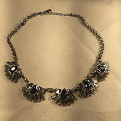 ANN TAYLOR CHUNKY RHINESTONE GOLD TONE NECKLACE FREE SHIPPING