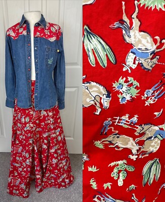 Vtg Desert Diva Shirt Skirt Cowgirl Western Flare Cowboys Cactus 