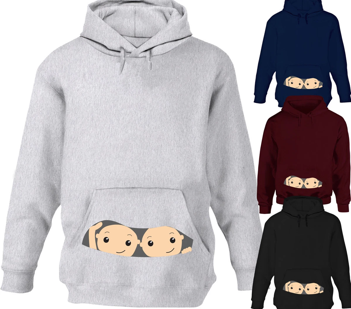 Twins Peeking Baby Womens Cute Designer Hoodie Hoody Maternity