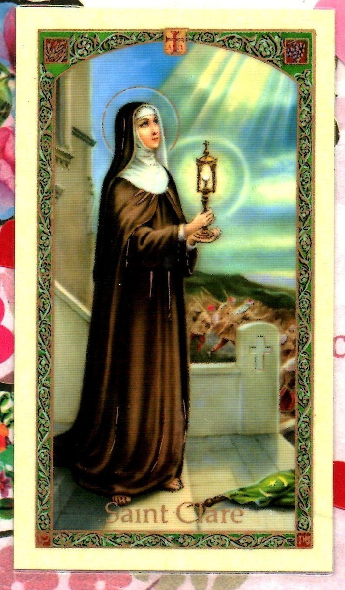 St. Clare with Prayer to Saint Clare - Laminated Holy Card 060E | eBay